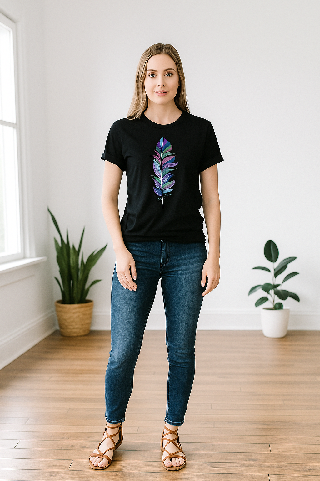 Short-Sleeve Feather T-shirts for Women