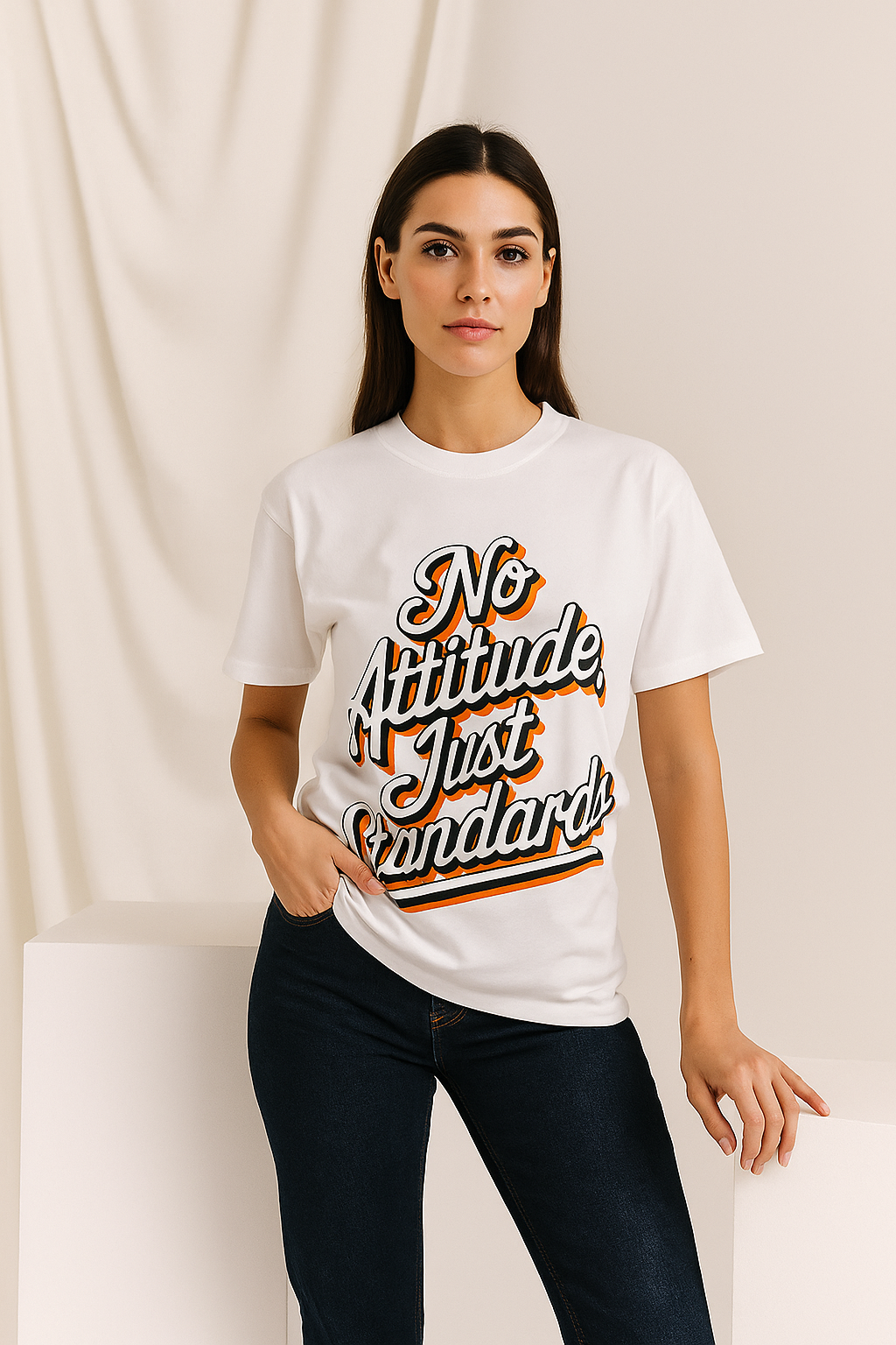 No Attitude White T-shirt