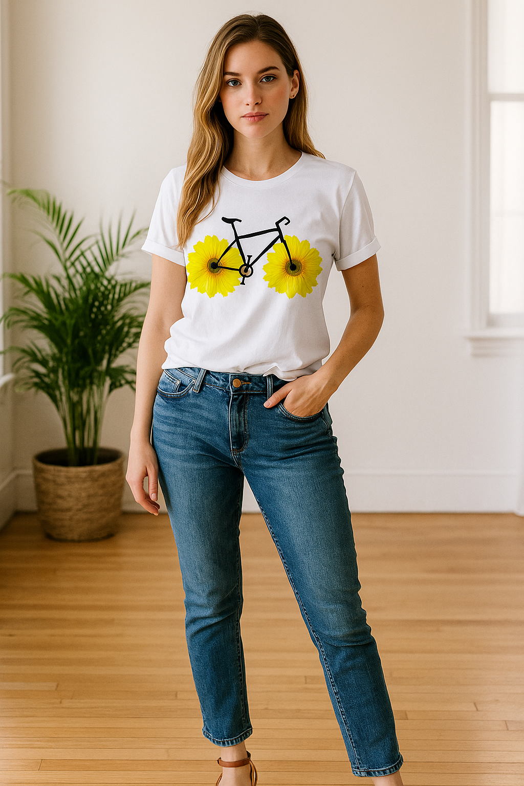 Short-sleeve Sunflower O-neck Tee