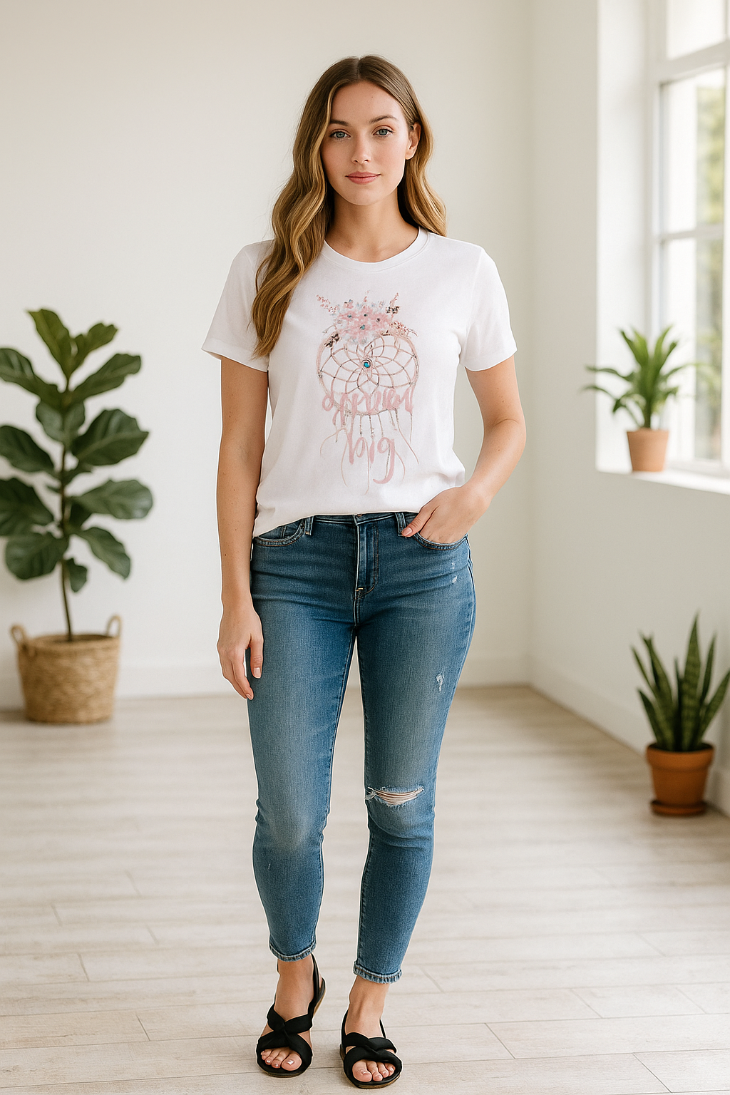 Short sleeve 'Dream Big' Dreamcatcher O-neck Tee