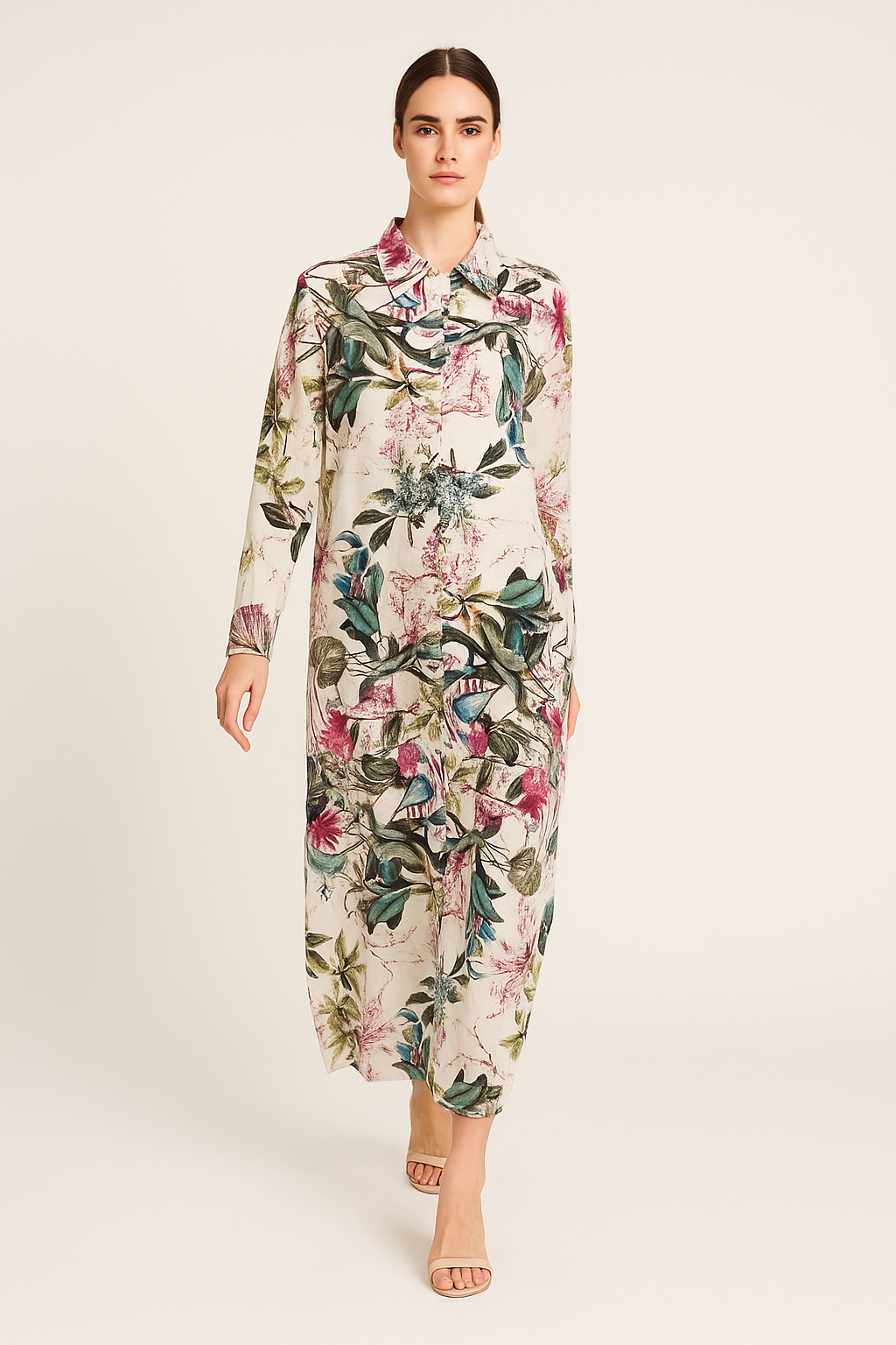 Women's Summer/Fall casual floral shirt styled dress